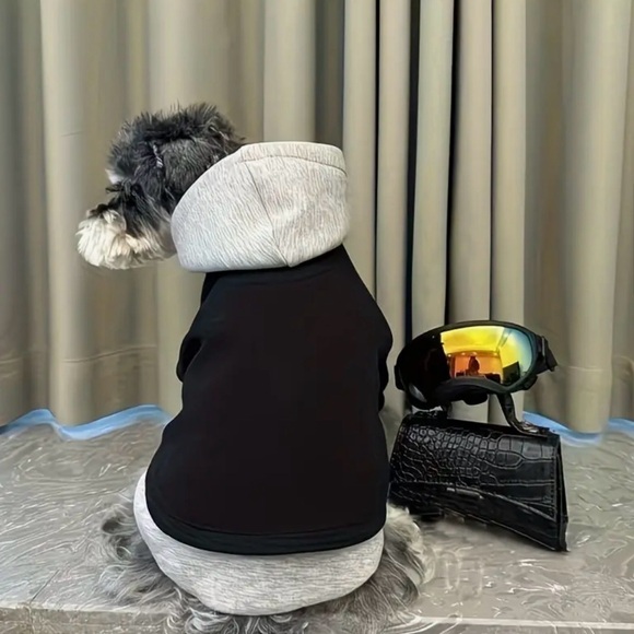 Stylish Black and Gray Pet Dog Hoodie Sweatshirt - Picture 3 of 8